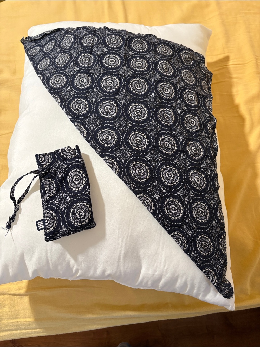 Lands' End Navy and White Medallion Wrap Scarf